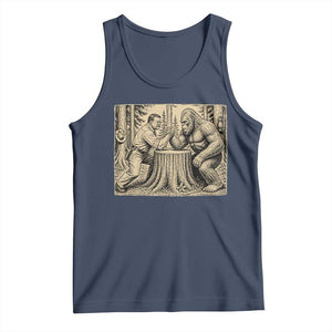 Theodore Roosevelt and Bigfoot Arm Wrestling Retro Tank Top TS11 Navy Print Your Wear