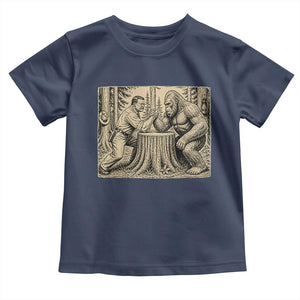 Theodore Roosevelt and Bigfoot Arm Wrestling Retro Toddler T Shirt TS11 Navy Print Your Wear