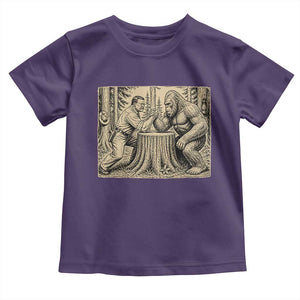 Theodore Roosevelt and Bigfoot Arm Wrestling Retro Toddler T Shirt TS11 Purple Print Your Wear