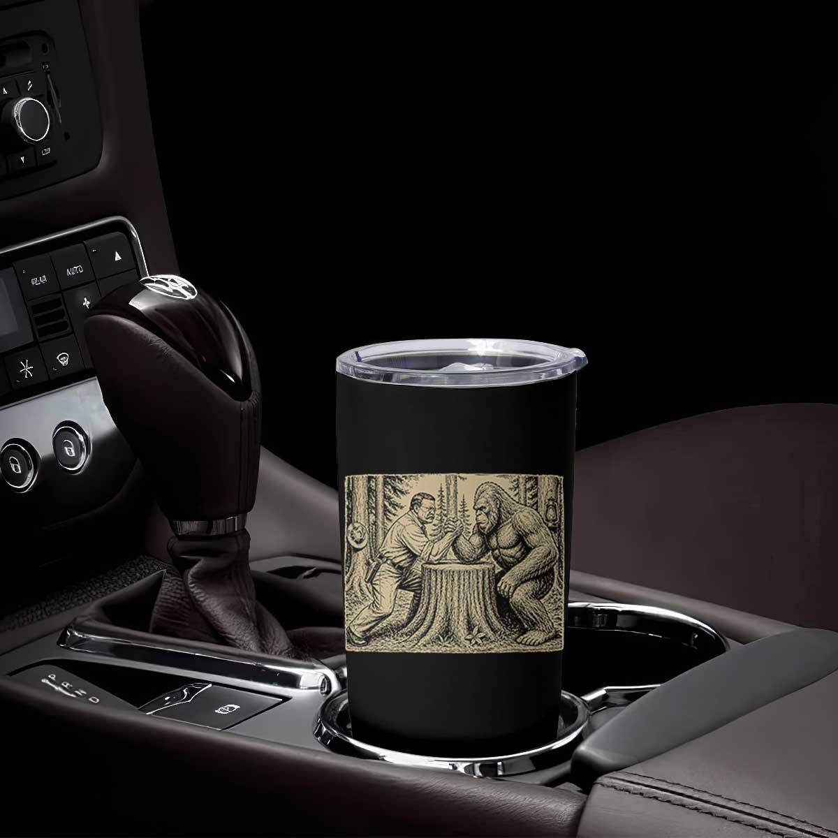 Theodore Roosevelt and Bigfoot Arm Wrestling Retro Tumbler Cup TS11 Print Your Wear