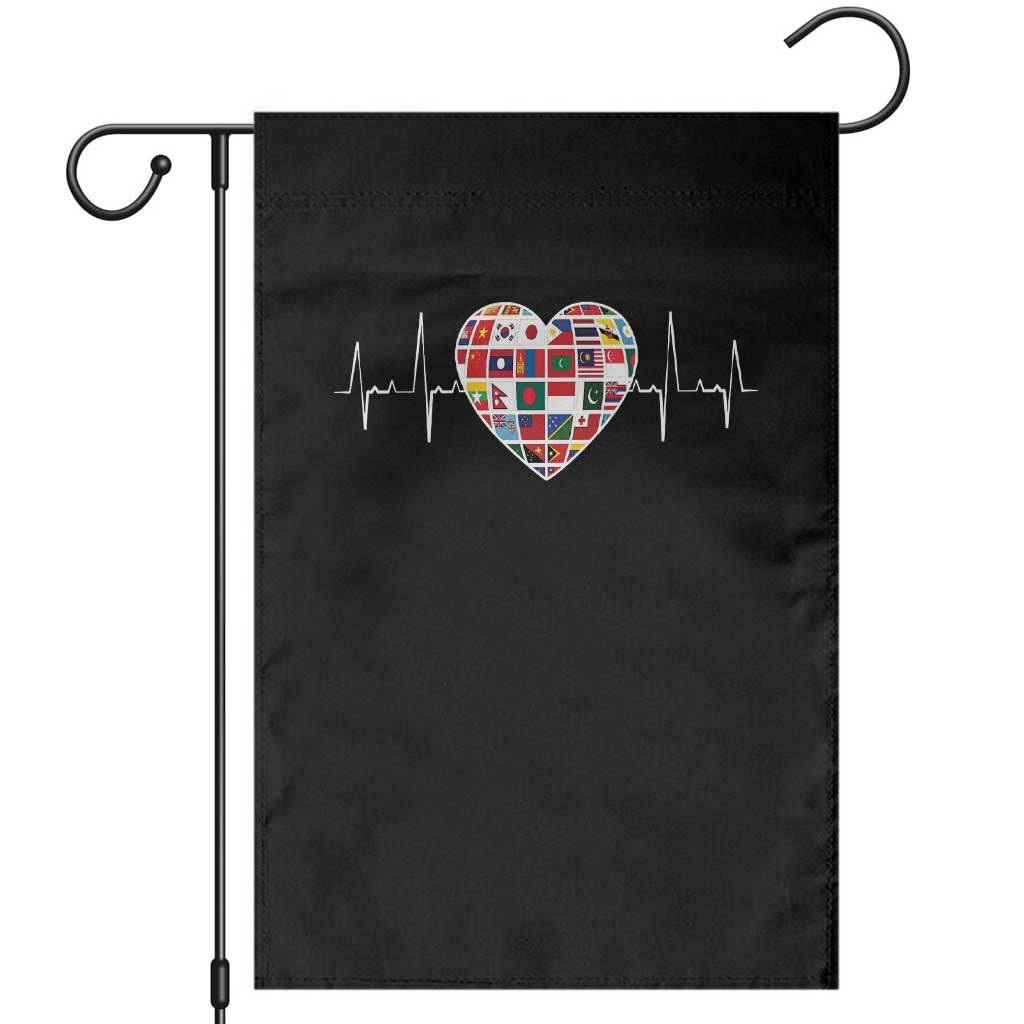 AAPI Heritage Month Heartbeat Heart Asian American and Pacific Islander Countries Flag Garden Flag TS11 Black Print Your Wear