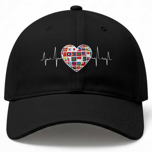 AAPI Heritage Month Heartbeat Heart Asian American and Pacific Islander Countries Flag Baseball Cap TS11 Print Your Wear