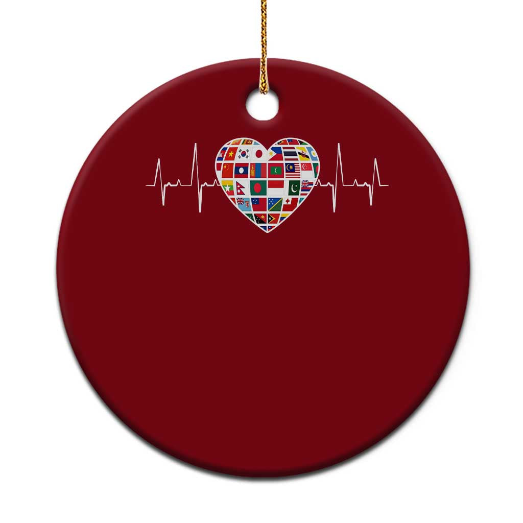 AAPI Heritage Month Heartbeat Heart Asian American and Pacific Islander Countries Flag Ceramic Ornament TS11 1pc Red Print Your Wear