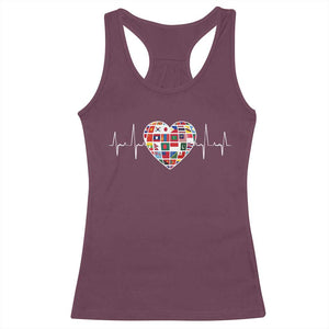 AAPI Heritage Month Heartbeat Heart Asian American and Pacific Islander Countries Flag Racerback Tank Top TS11 Maroon Print Your Wear