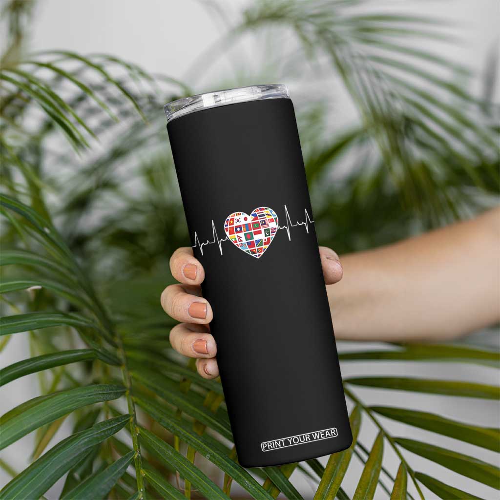 AAPI Heritage Month Heartbeat Heart Asian American and Pacific Islander Countries Flag Skinny Tumbler TS11 Print Your Wear