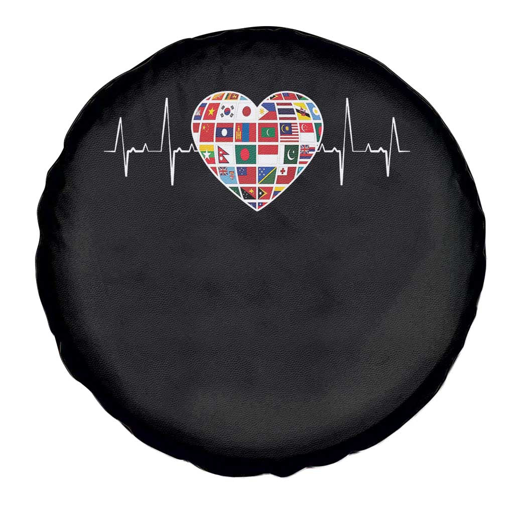 AAPI Heritage Month Heartbeat Heart Asian American and Pacific Islander Countries Flag Spare Tire Cover TS11 Print Your Wear