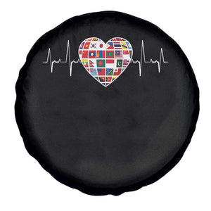 AAPI Heritage Month Heartbeat Heart Asian American and Pacific Islander Countries Flag Spare Tire Cover TS11 Print Your Wear