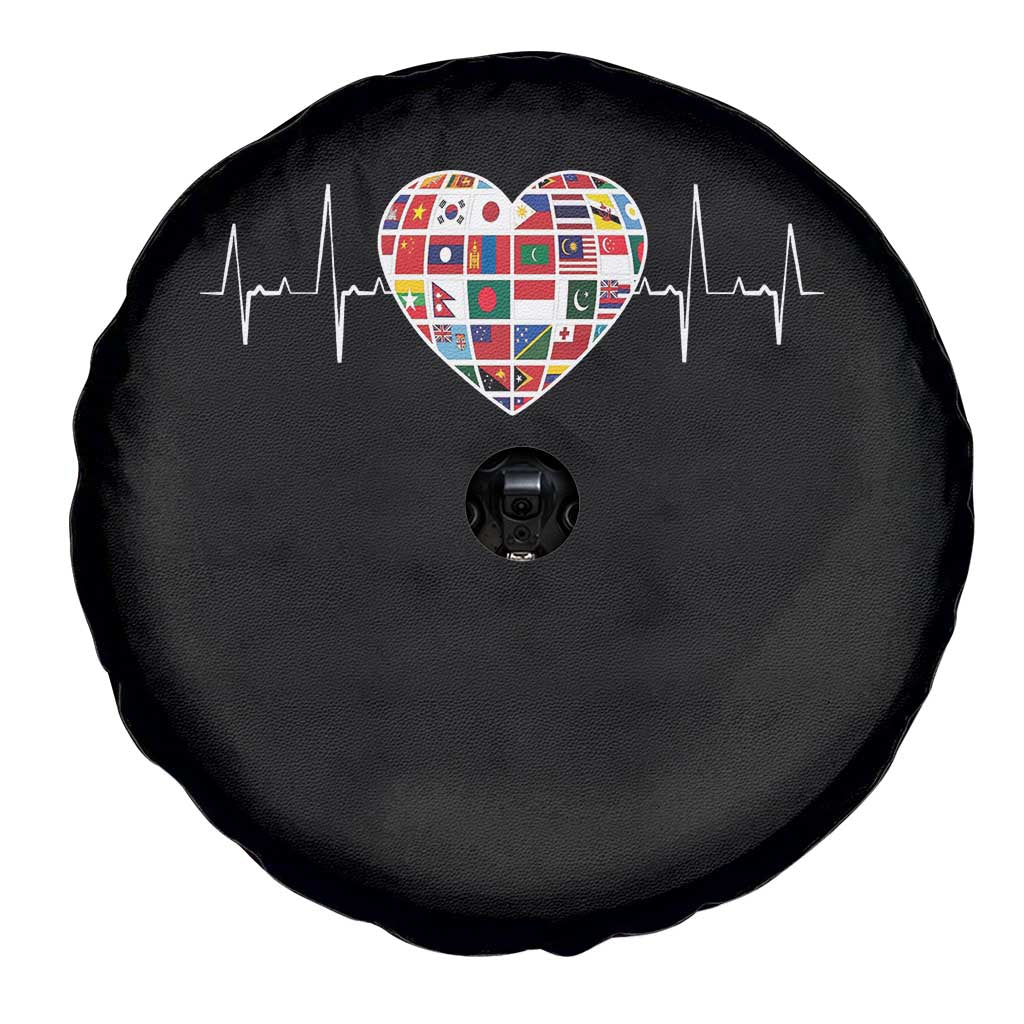 AAPI Heritage Month Heartbeat Heart Asian American and Pacific Islander Countries Flag Spare Tire Cover TS11 Print Your Wear
