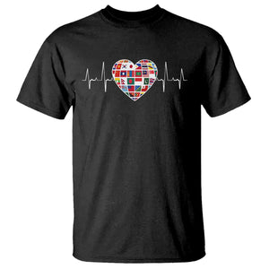 AAPI Heritage Month Heartbeat Heart Asian American and Pacific Islander Countries Flag T Shirt TS11 Black Print Your Wear
