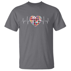 AAPI Heritage Month Heartbeat Heart Asian American and Pacific Islander Countries Flag T Shirt TS11 Charcoal Print Your Wear