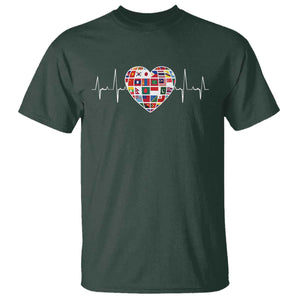 AAPI Heritage Month Heartbeat Heart Asian American and Pacific Islander Countries Flag T Shirt TS11 Dark Forest Green Print Your Wear