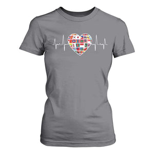 AAPI Heritage Month Heartbeat Heart Asian American and Pacific Islander Countries Flag T Shirt For Women TS11 Charcoal Print Your Wear