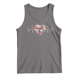 AAPI Heritage Month Heartbeat Heart Asian American and Pacific Islander Countries Flag Tank Top TS11 Deep Heather Print Your Wear