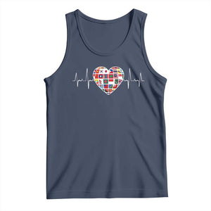 AAPI Heritage Month Heartbeat Heart Asian American and Pacific Islander Countries Flag Tank Top TS11 Navy Print Your Wear