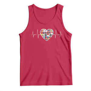 AAPI Heritage Month Heartbeat Heart Asian American and Pacific Islander Countries Flag Tank Top TS11 Red Print Your Wear
