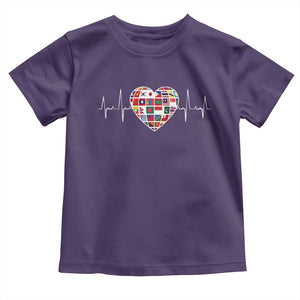 AAPI Heritage Month Heartbeat Heart Asian American and Pacific Islander Countries Flag Toddler T Shirt TS11 Purple Print Your Wear