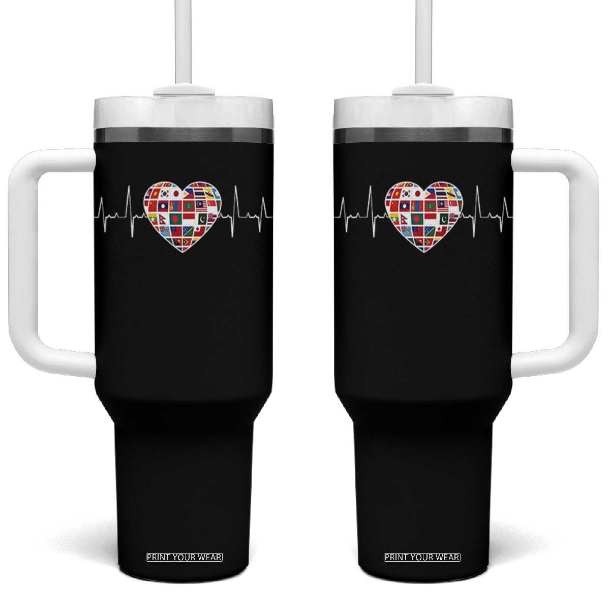 AAPI Heritage Month Heartbeat Heart Asian American and Pacific Islander Countries Flag Tumbler With Handle TS11 One Size: 40 oz Black Print Your Wear