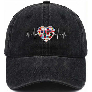 AAPI Heritage Month Heartbeat Heart Asian American and Pacific Islander Countries Flag Washed Cotton Baseball Cap TS11 Print Your Wear