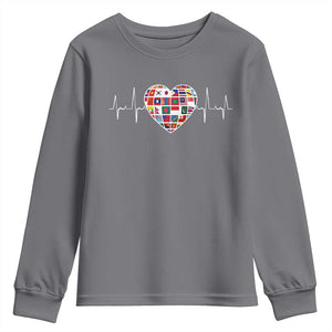 AAPI Heritage Month Heartbeat Heart Asian American and Pacific Islander Countries Flag Youth Sweatshirt TS11 Charcoal Print Your Wear