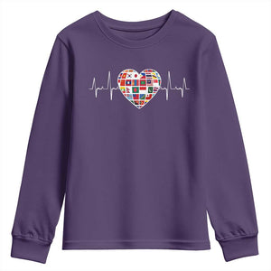 AAPI Heritage Month Heartbeat Heart Asian American and Pacific Islander Countries Flag Youth Sweatshirt TS11 Purple Print Your Wear