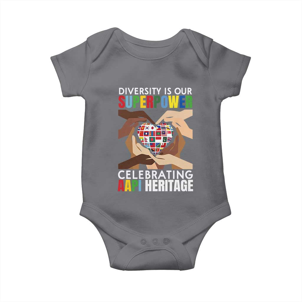 AAPI Heritage Month Baby Onesie Diversity Is Our Superpower Asian American and Pacific Islander Countries TS11 Charcoal Print Your Wear