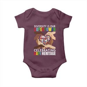 AAPI Heritage Month Baby Onesie Diversity Is Our Superpower Asian American and Pacific Islander Countries TS11 Maroon Print Your Wear