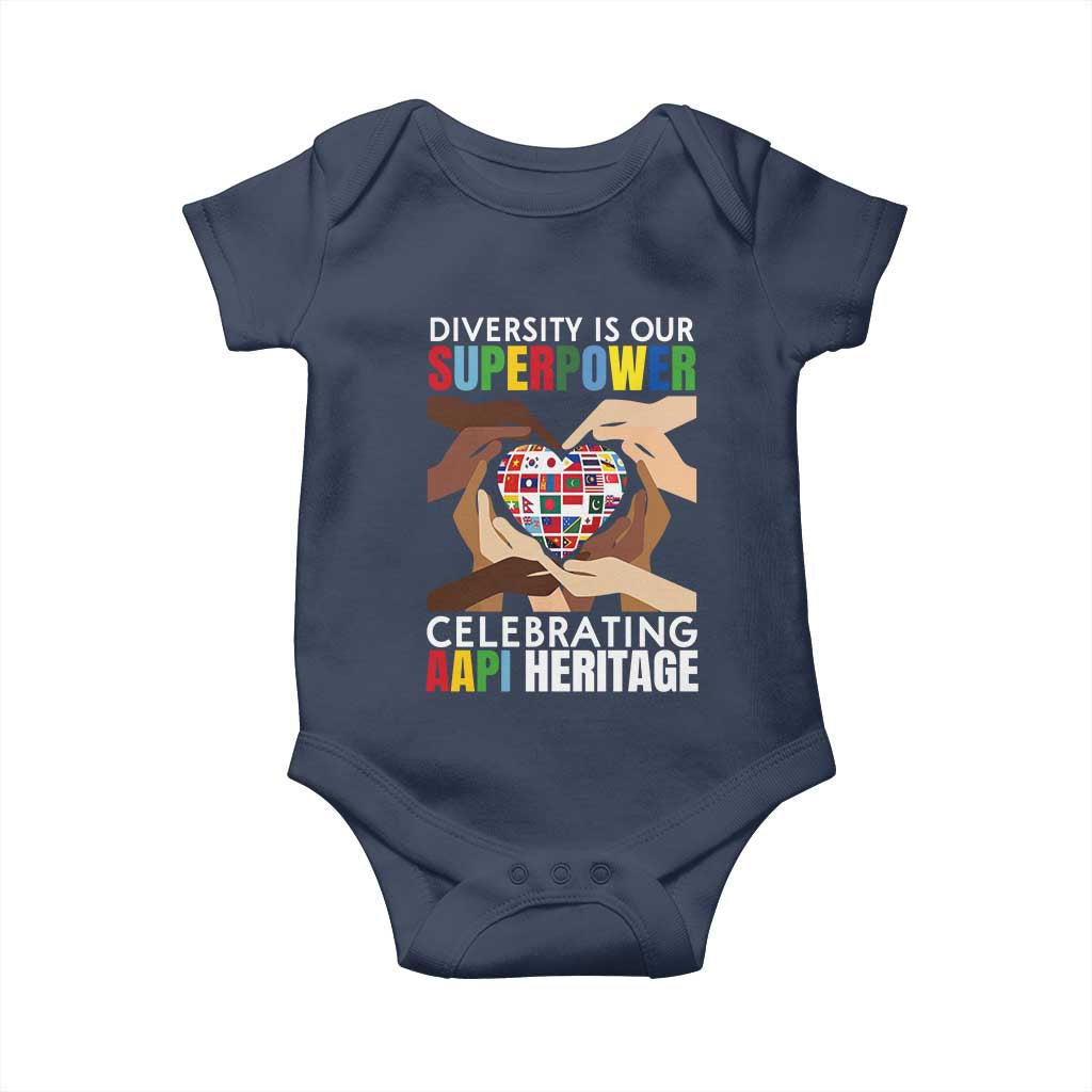 AAPI Heritage Month Baby Onesie Diversity Is Our Superpower Asian American and Pacific Islander Countries TS11 Navy Print Your Wear