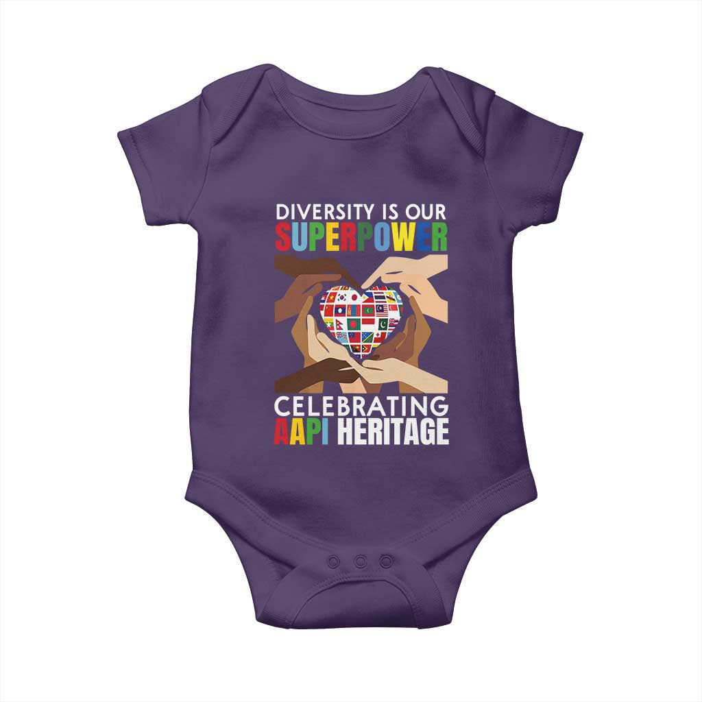 AAPI Heritage Month Baby Onesie Diversity Is Our Superpower Asian American and Pacific Islander Countries TS11 Purple Print Your Wear