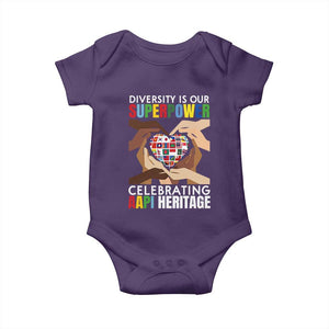 AAPI Heritage Month Baby Onesie Diversity Is Our Superpower Asian American and Pacific Islander Countries TS11 Purple Print Your Wear