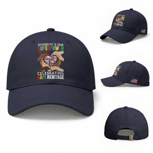 AAPI Heritage Month Baseball Cap Diversity Is Our Superpower Asian American and Pacific Islander Countries TS11 Baseball Cap Universal Fit Navy Print Your Wear