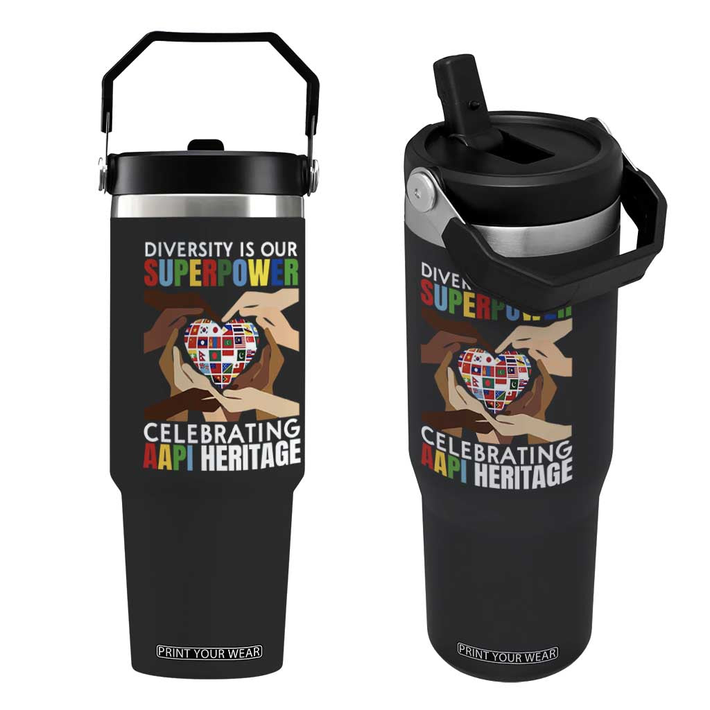 AAPI Heritage Month Flip Straw Tumbler Diversity Is Our Superpower Asian American and Pacific Islander Countries TS11 One Size: 30 oz Black Print Your Wear