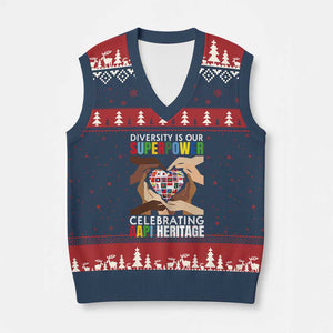AAPI Heritage Month V-Neck Knit Sweater Vest Diversity Is Our Superpower Asian American and Pacific Islander Countries TS11 Navy Red Print Your Wear