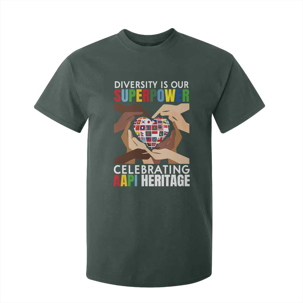 AAPI Heritage Month T Shirt For Kid Diversity Is Our Superpower Asian American and Pacific Islander Countries TS11 Dark Forest Green Print Your Wear
