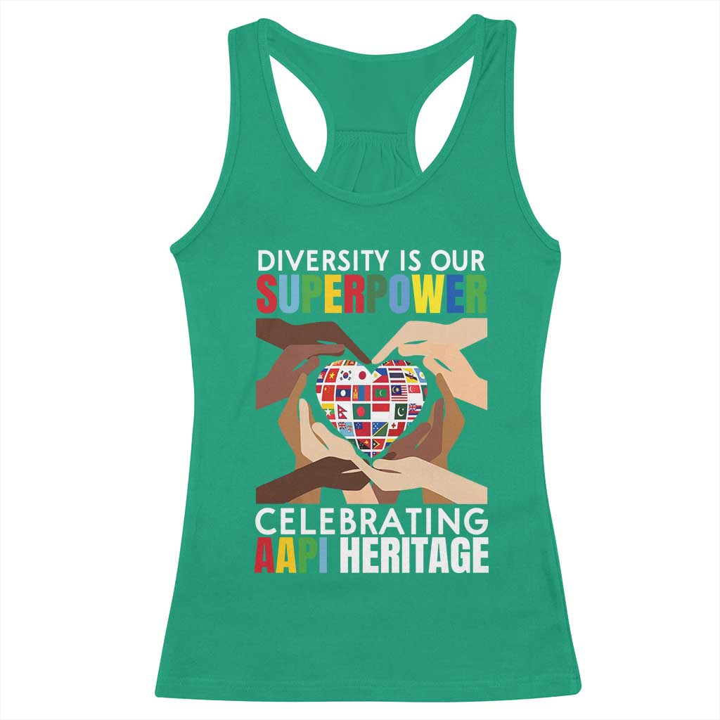 AAPI Heritage Month Racerback Tank Top Diversity Is Our Superpower Asian American and Pacific Islander Countries TS11 Irish Green Print Your Wear