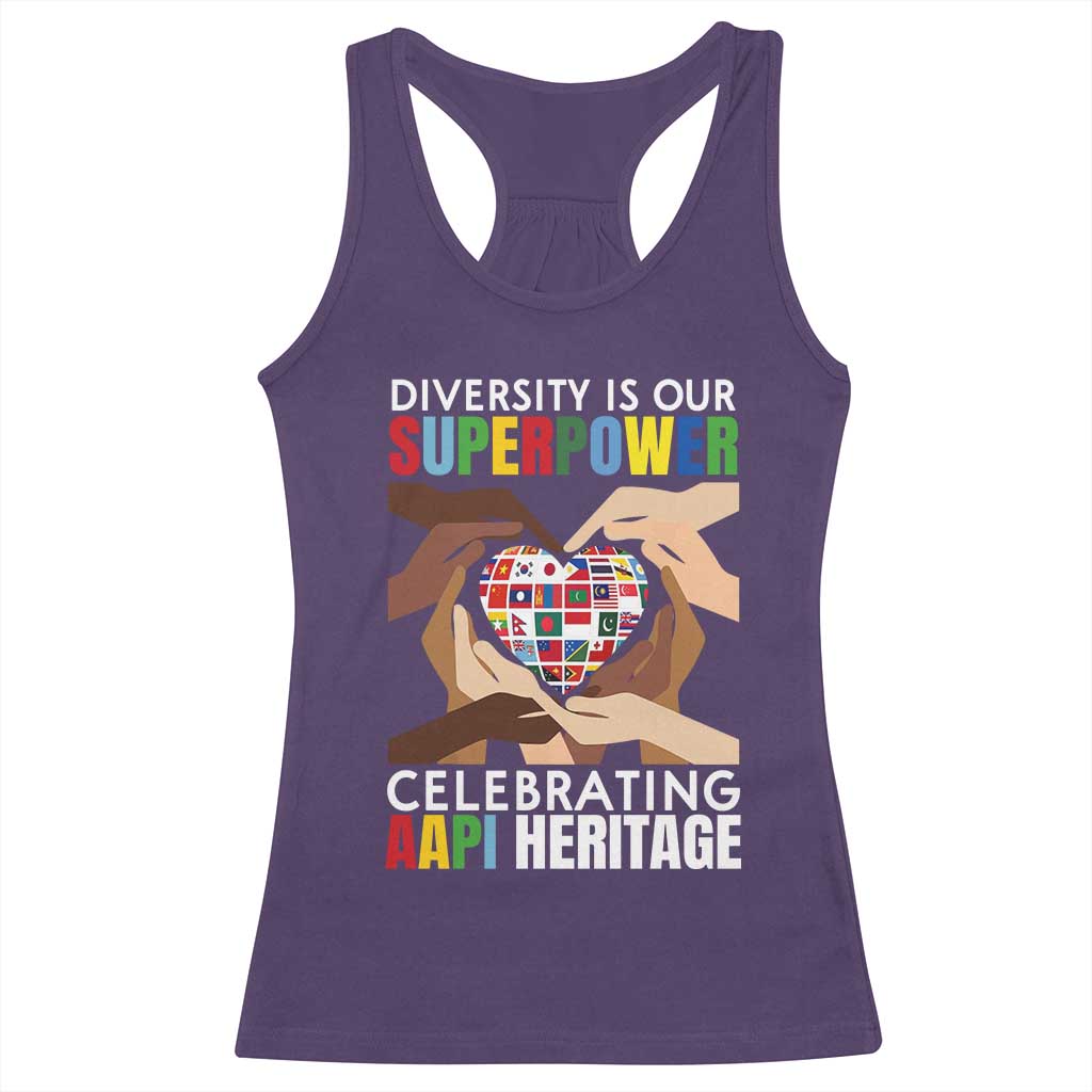 AAPI Heritage Month Racerback Tank Top Diversity Is Our Superpower Asian American and Pacific Islander Countries TS11 Purple Print Your Wear