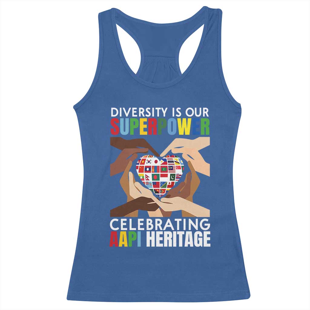 AAPI Heritage Month Racerback Tank Top Diversity Is Our Superpower Asian American and Pacific Islander Countries TS11 Royal Blue Print Your Wear