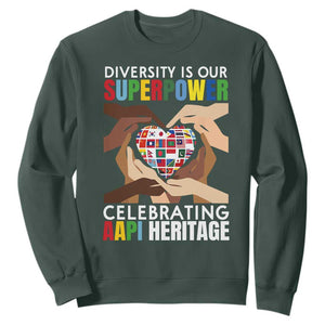AAPI Heritage Month Sweatshirt Diversity Is Our Superpower Asian American and Pacific Islander Countries TS11 Dark Forest Green Print Your Wear