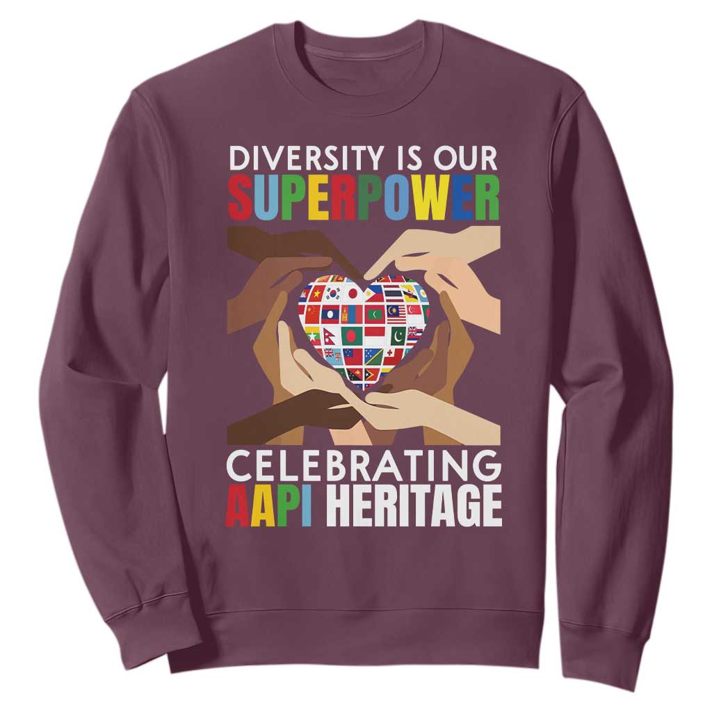 AAPI Heritage Month Sweatshirt Diversity Is Our Superpower Asian American and Pacific Islander Countries TS11 Maroon Print Your Wear