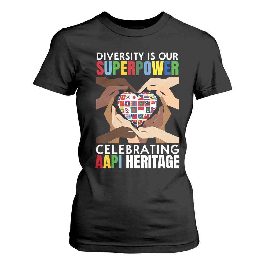AAPI Heritage Month T Shirt For Women Diversity Is Our Superpower Asian American and Pacific Islander Countries TS11 Black Print Your Wear