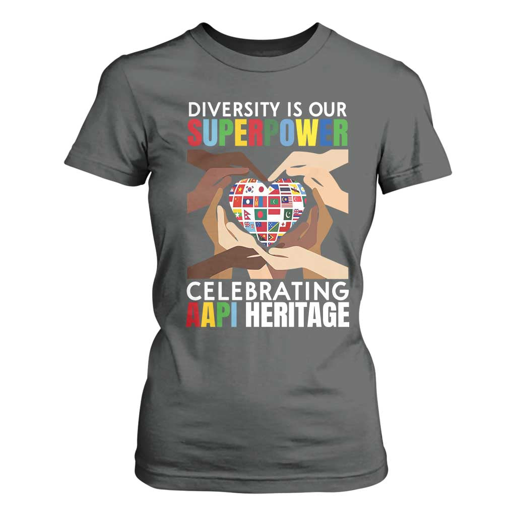 AAPI Heritage Month T Shirt For Women Diversity Is Our Superpower Asian American and Pacific Islander Countries TS11 Dark Heather Print Your Wear