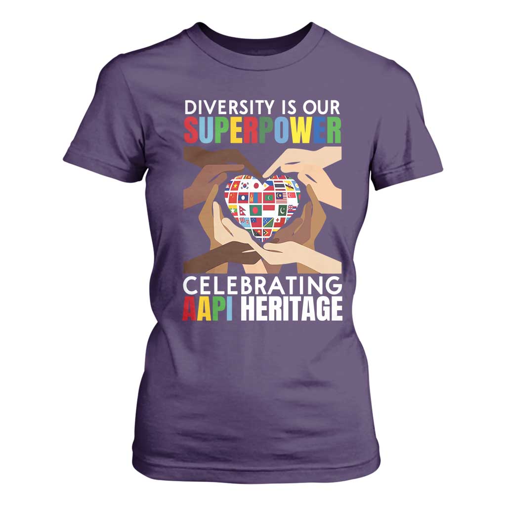 AAPI Heritage Month T Shirt For Women Diversity Is Our Superpower Asian American and Pacific Islander Countries TS11 Purple Print Your Wear