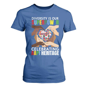 AAPI Heritage Month T Shirt For Women Diversity Is Our Superpower Asian American and Pacific Islander Countries TS11 Royal Blue Print Your Wear
