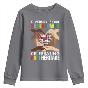 AAPI Heritage Month Youth Sweatshirt Diversity Is Our Superpower Asian American and Pacific Islander Countries TS11 Charcoal Print Your Wear