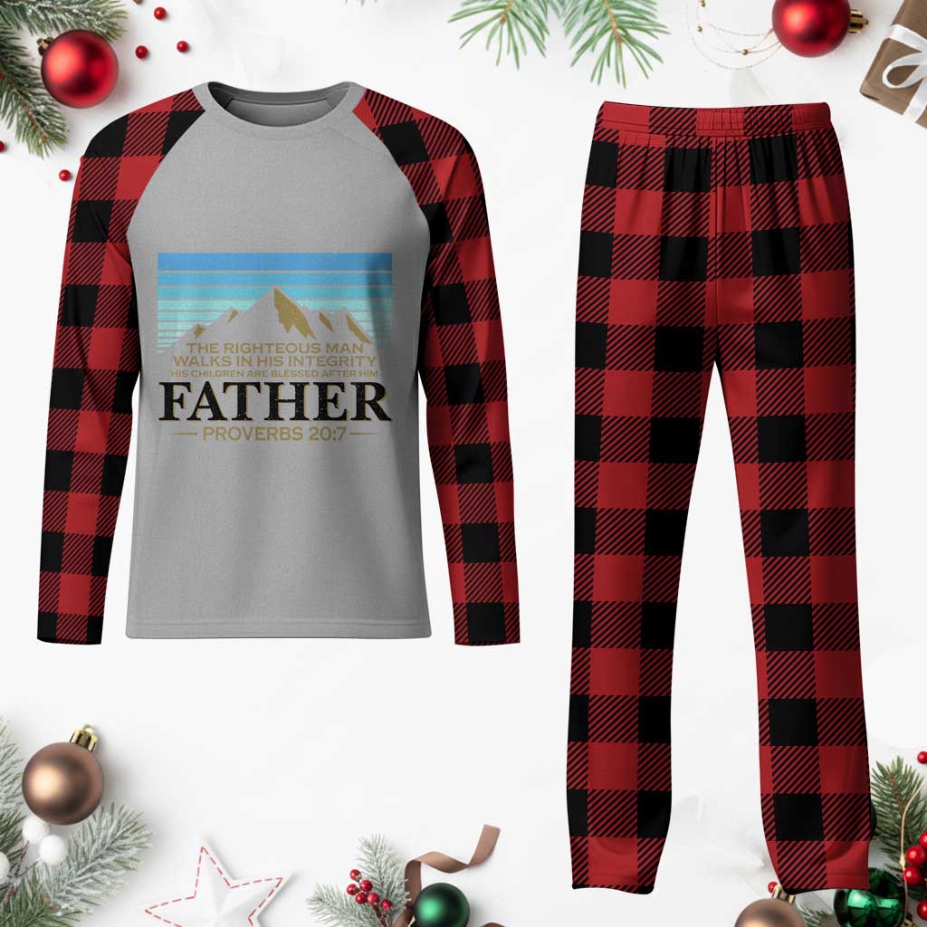 Funny Christian Father Plaid Pajama Set The Righteous Man Walks In His Integrity Fathers Day - Print Your Wear