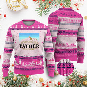 Funny Christian Father Ugly Christmas Sweater The Righteous Man Walks In His Integrity Fathers Day TS11 Hot Pink Print Your Wear