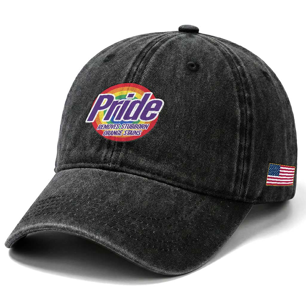 Funny Pride Removes Stubborn Orange Stains Washed Cotton Baseball Cap LGBTQ Pride Month TS11 Print Your Wear