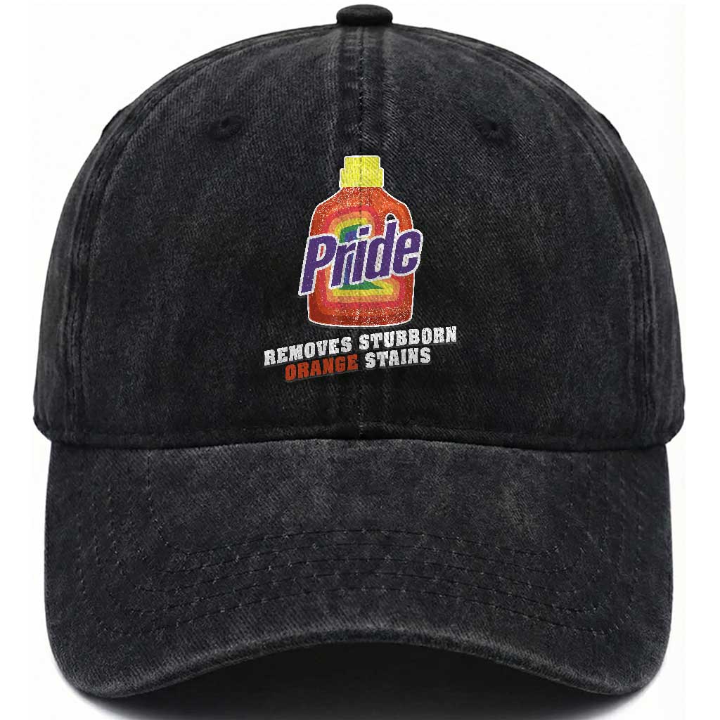 Funny Pride Removes Stubborn Orange Stains Washed Cotton Baseball Cap Pride Month LGBTQ TS11 Print Your Wear