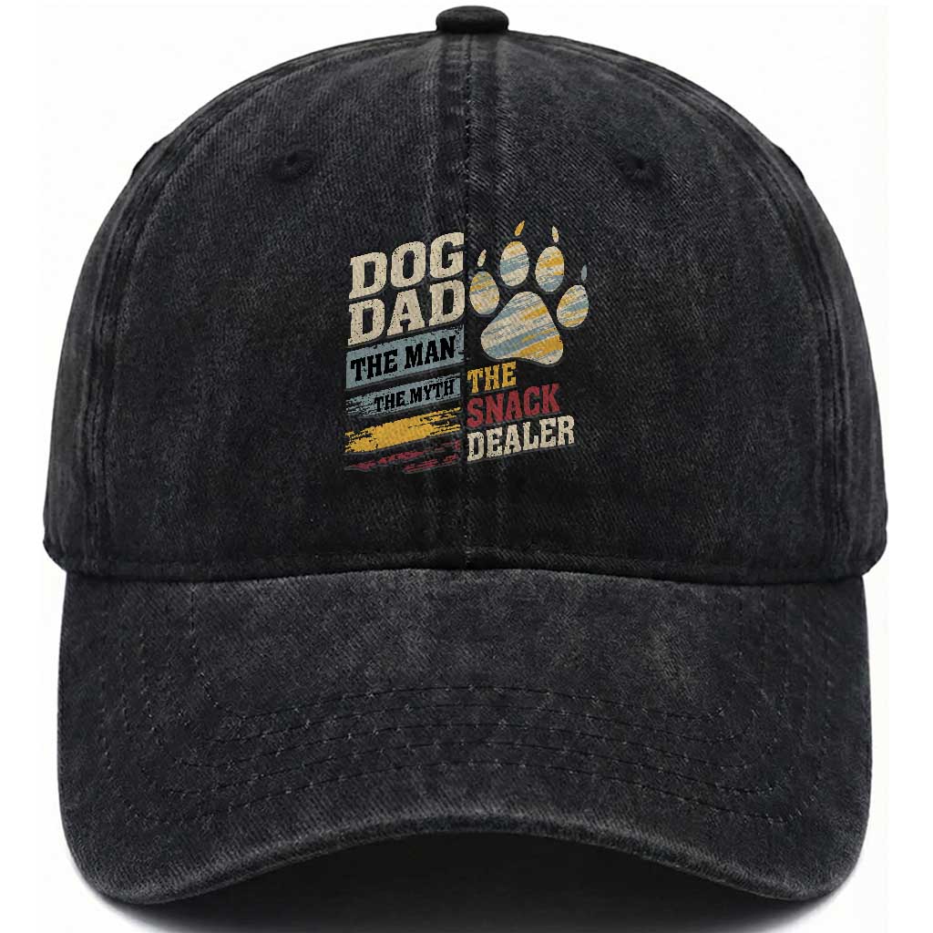Funny Dog Dad The Man The Myth The Snack Dealer Washed Cotton Baseball Cap Fur Dad Fathers Day TS11 Print Your Wear
