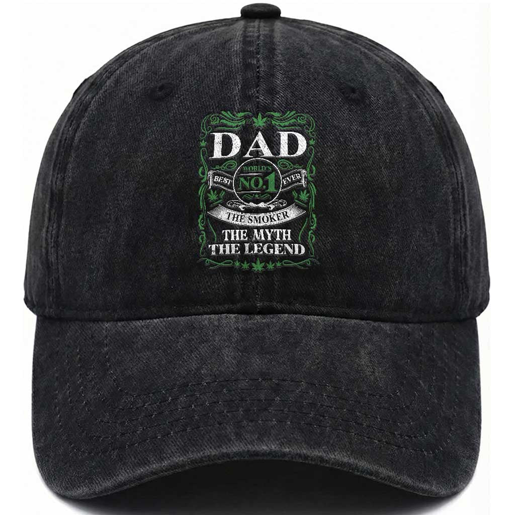Funny Weed Cannabis Dad Washed Cotton Baseball Cap Worlds No 1 Best Dad Ever The Smoker The Myth The Legend TS11 Print Your Wear