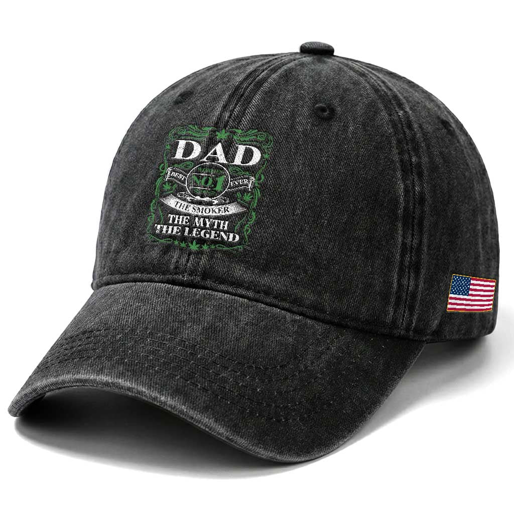 Funny Weed Cannabis Dad Washed Cotton Baseball Cap Worlds No 1 Best Dad Ever The Smoker The Myth The Legend TS11 Print Your Wear